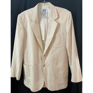 James River Traders Blazer Mens M Two Button Jacket Solid Ivory Linen Blend